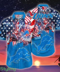 Detroit Lions NFL US Flag Independence Day Hawaiian Shirt For Men And Women Product Photo 1