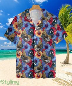 Floral Rooster Chicken Tropial Hawaiian Shirt For Men And Women Product Photo 1