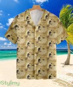 Full Face Doge Pattern DogecoinTropical Hawaiian Shirt Product Photo 1