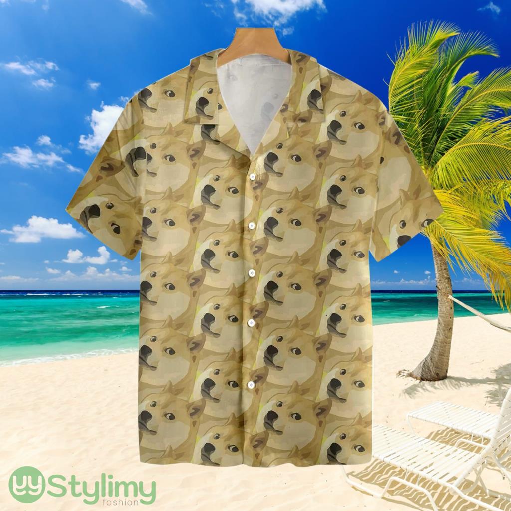 Full Face Doge Pattern DogecoinTropical Hawaiian Shirt 1 Full Face Doge Pattern DogecoinTropical Hawaiian Shirt Product Photo 1