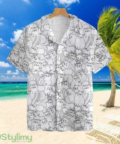 Funny Cats Black And White PatternTropical Hawaiian Shirt Product Photo 1