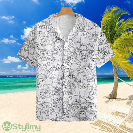 Funny Cats Black And White PatternTropical Hawaiian Shirt