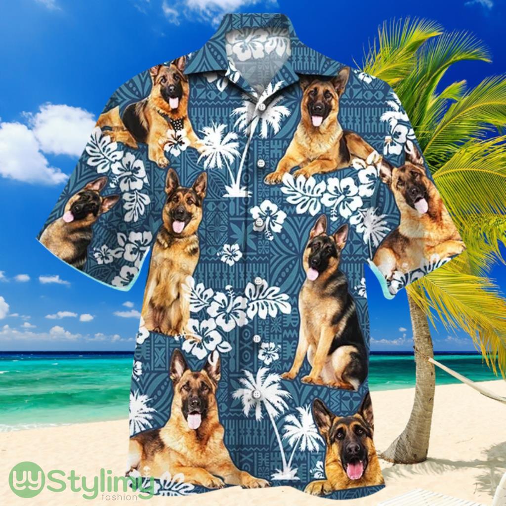 German Shepherd Shirts, Tongue Out German Shepherd Dog Lovers Blue Tribal Pattern Hawaiian Shirt 2 German Shepherd Shirts, Tongue Out German Shepherd Dog Lovers Blue Tribal Pattern Hawaiian Shirt Product Photo 1