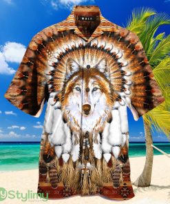 Gifury Native American Hawaii Shirt Native Wolf Feather Hawaiian Shirt Native American Aloha Shirt Product Photo 1