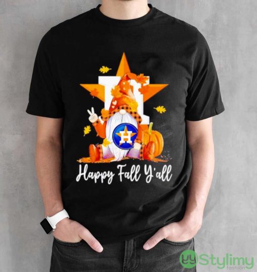 Gnomes Houston Astros happy fall y’all shirt - Black Unisex T-Shirt