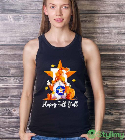 Gnomes Houston Astros happy fall y’all shirt - Ladies Tank Top
