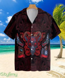 Goat Head Pentagram With Hell Fire Satanic Goth Gothic Tropical Hawaiian Shirt Product Photo 1