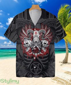 Goat Skull With Pentagram Satanic Goth Gothic Tropical Hawaiian Shirt Product Photo 1