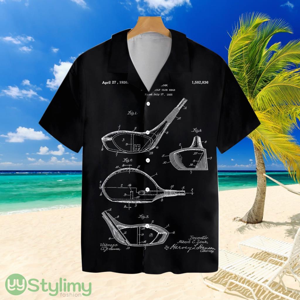 Golf Club Patent Blueprint Style Tropical Hawaiian Shirt 2 Golf Club Patent Blueprint Style Tropical Hawaiian Shirt Product Photo 1