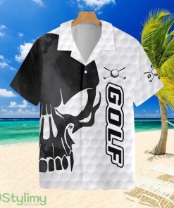 Golf Texture And Black Skull Tropical Hawaiian Shirt Product Photo 1