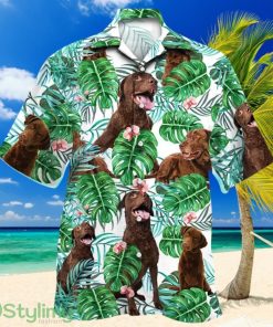Green And White Theme Chesapeake Bay Retriever Dog Tropical Plant Hawaiian Shirt Product Photo 1