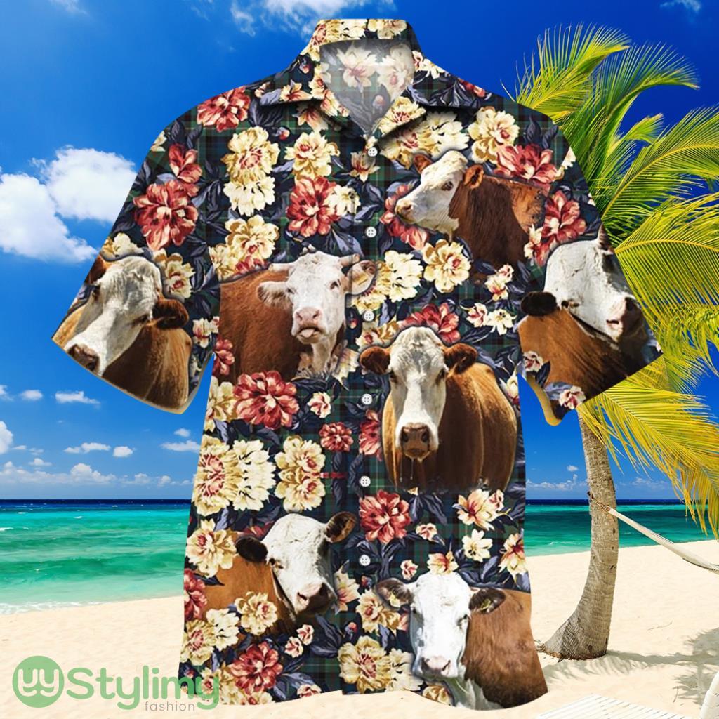 Hereford Cattle Lovers Green Plaid Pattern Hawaiian Shirt 2 Hereford Cattle Lovers Green Plaid Pattern Hawaiian Shirt Product Photo 1