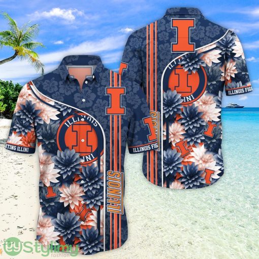 Illinois Fighting Illini Aloha Hawaiian Shirt Trending Summer Beach Gift