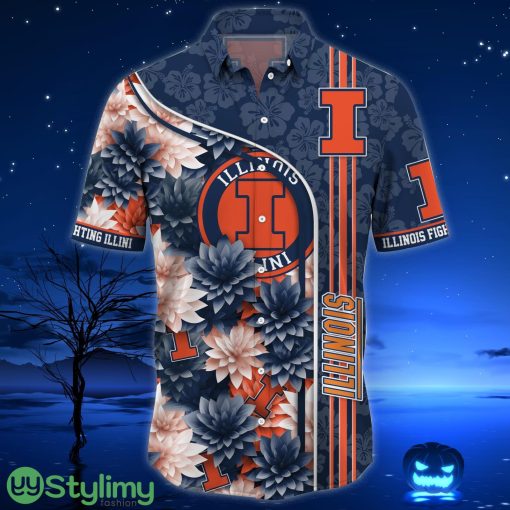 Illinois Fighting Illini Aloha Hawaiian Shirt Trending Summer Beach Gift