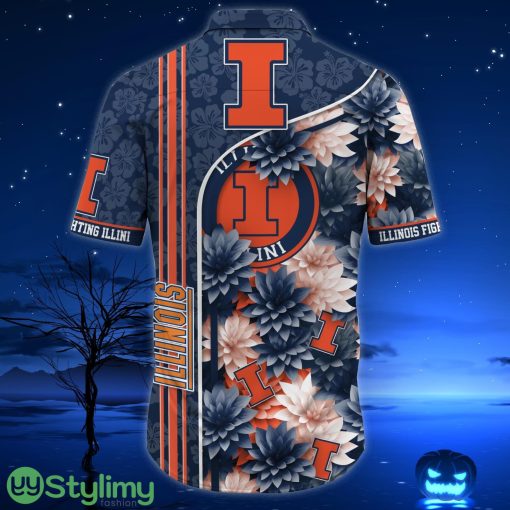 Illinois Fighting Illini Aloha Hawaiian Shirt Trending Summer Beach Gift