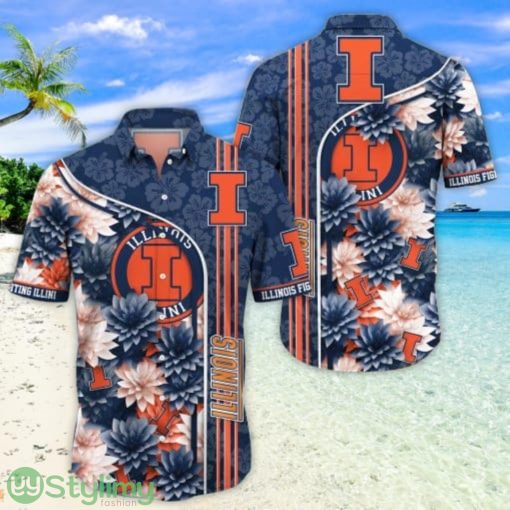 Illinois Fighting Illini Aloha Hawaiian Shirt Trending Summer Beach Gift