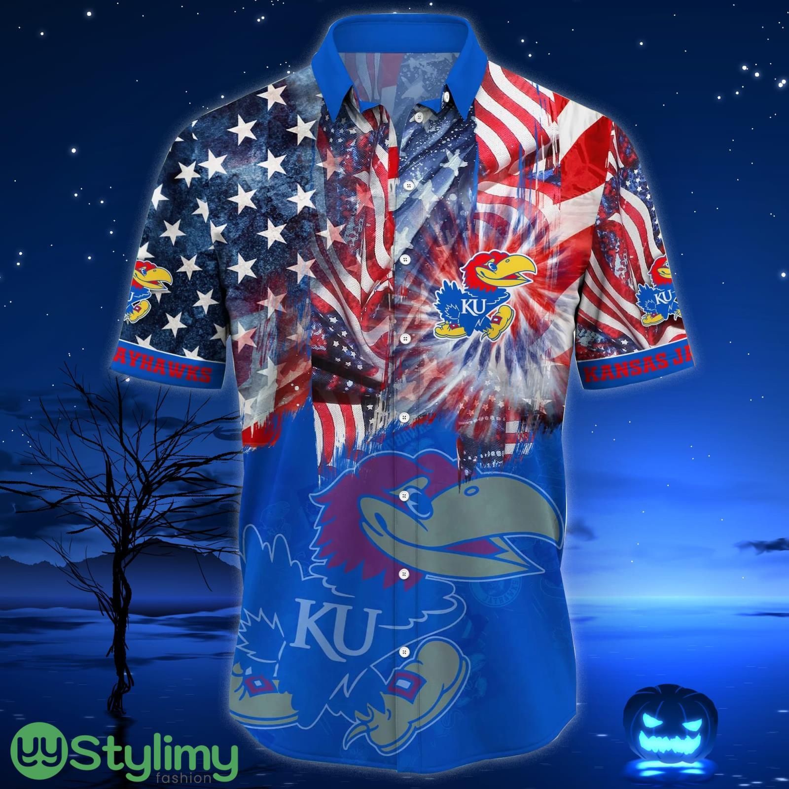 Kansas Jayhawks NCAA2 US Flag Independence Day Hawaiian Shirt For Men And Women 2 Kansas Jayhawks NCAA2 US Flag Independence Day Hawaiian Shirt For Men And Women Product Photo 2