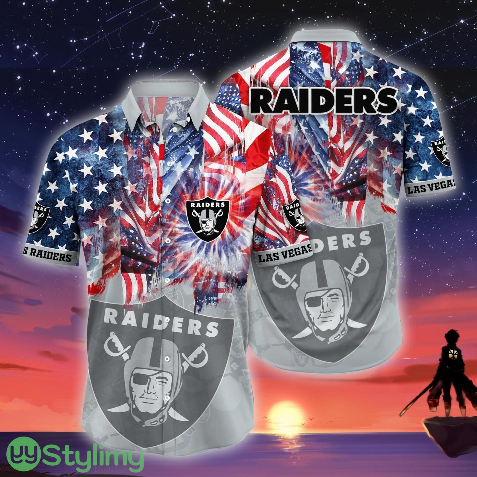 Las Vegas Raiders NFL US Flag Independence Day Hawaiian Shirt For Men And Women 4 Las Vegas Raiders NFL US Flag Independence Day Hawaiian Shirt For Men And Women Product Photo 1