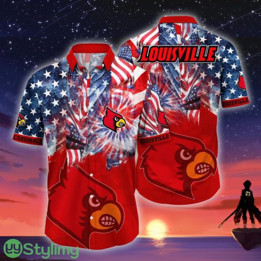 Louisville Cardinals NCAA2 US Flag Independence Day Hawaiian Shirt For Men And Women Product Photo 1