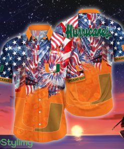 Miami Hurricanes NCAA1 US Flag Independence Day Hawaiian Shirt For Men And Women Product Photo 1