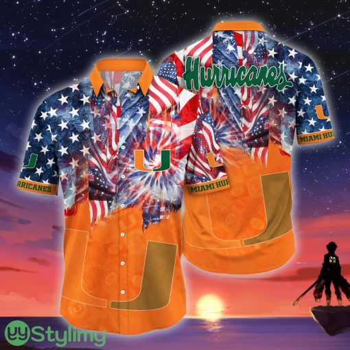 Miami Hurricanes NCAA1 US Flag Independence Day Hawaiian Shirt For Men And Women Product Photo 1