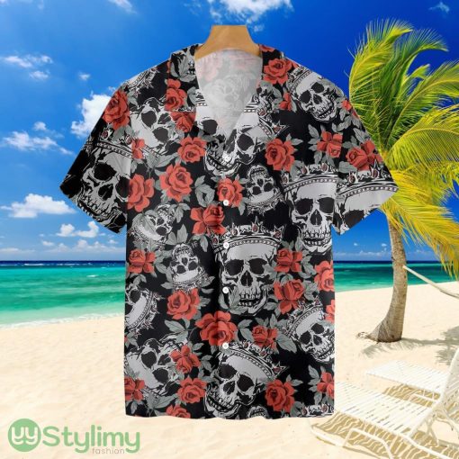 Skull With Crown And Red Rosetropical Hawaiian Shirt For Men And Women Product Photo 1