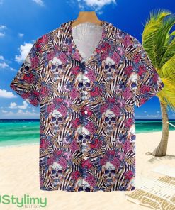 Skull With Roses On Zebra Backgroundtropical Hawaiian Shirt For Men And Women Product Photo 1