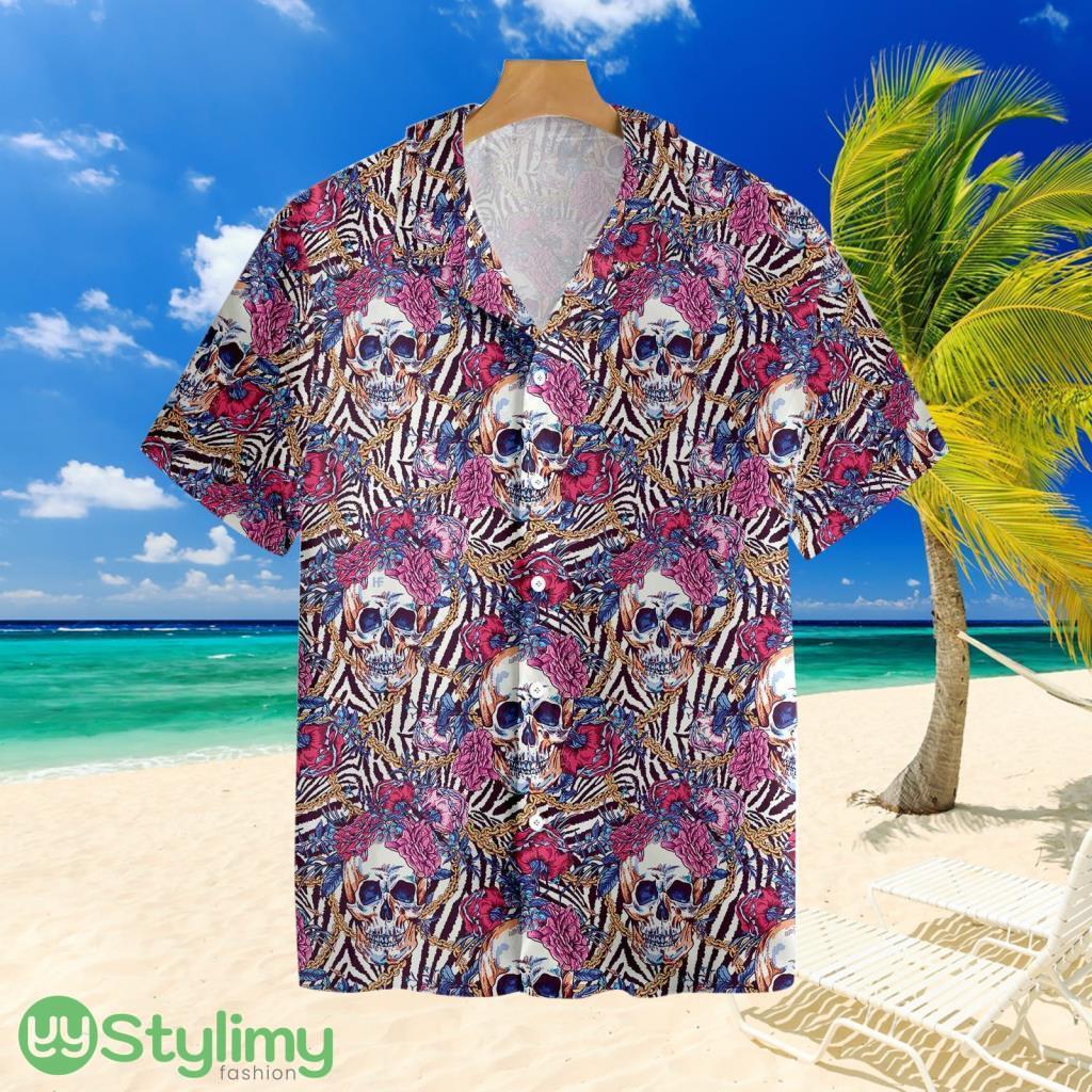 Skull With Roses On Zebra Backgroundtropical Hawaiian Shirt For Men And Women 2 Skull With Roses On Zebra Backgroundtropical Hawaiian Shirt For Men And Women Product Photo 1