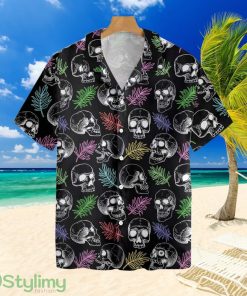 Skulls And Colorful Palm Leavestropical Hawaiian Shirt For Men And Women Product Photo 1