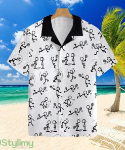 Stick Figures Tennis Black And Whitetropical Hawaiian Shirt For Men And Women Product Photo 1
