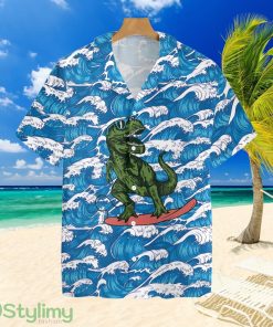 Surfing T-Rex Dinosaurtropical Hawaiian Shirt For Men And Women Product Photo 1