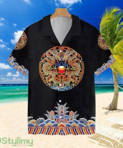 Symmetrical Chinoiserie Dragon Blacktropical Hawaiian Shirt For Men And Women Product Photo 1