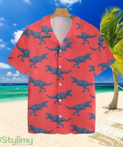 T-Rex Pattern Red Blue Dinosaur Tropical Hawaiian Shirt For Men And Women Product Photo 1