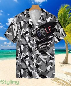 Tattered Bnw Camouflage Golftropical Hawaiian Shirt For Men And Women Product Photo 1