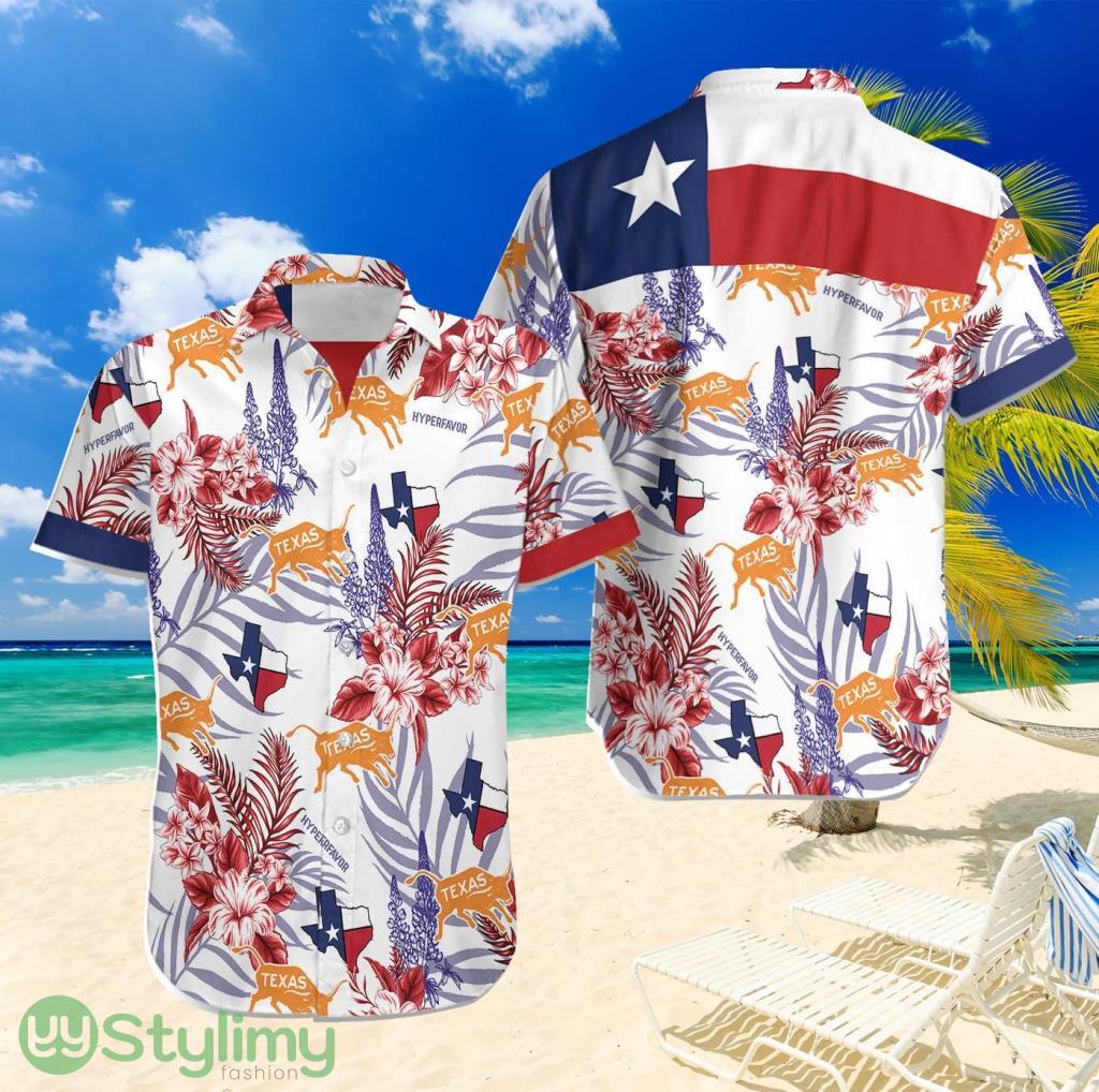 Texas Longhorn Bluebonnet Tropical Hawaiian Shirt For Men And Women 2 Texas Longhorn Bluebonnet Tropical Hawaiian Shirt For Men And Women Product Photo 1