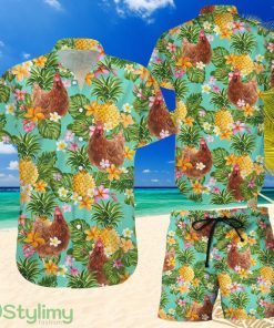 Topeka Style Chicken Hawaiian Shirt And Short - Tropical Pineapple Chicken Hawaii Shirt - Gift For Chicken Lover Product Photo 1