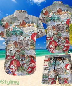 Topeka Style Christmas Hawaiian Shirt And Short - Aloha Farm Animal On Christmas Holiday Hawaii Shirts Product Photo 1