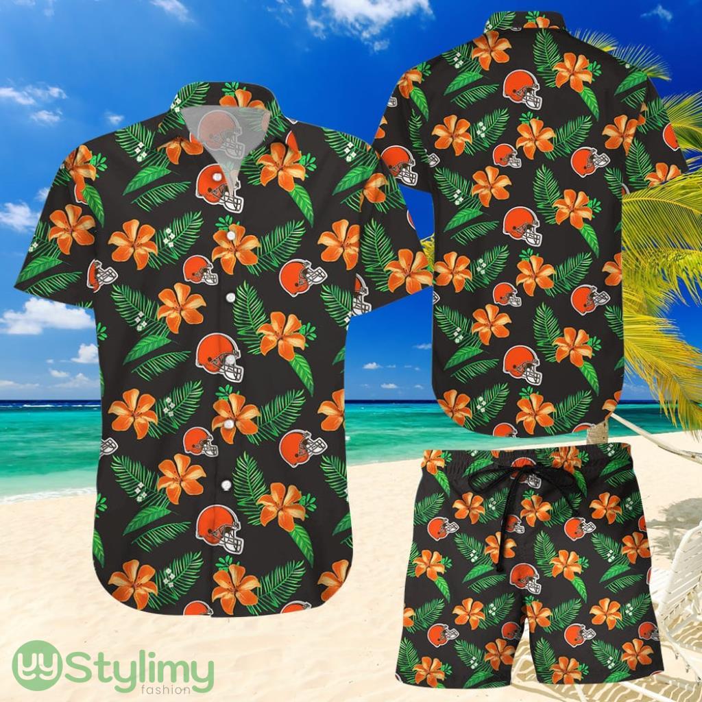 Topeka Style Cleveland Browns Tropical Flower Hawaiian Shirt And Short 2 Topeka Style Cleveland Browns Tropical Flower Hawaiian Shirt And Short Product Photo 1