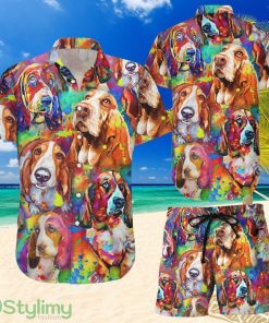 Topeka Style Dog Hawaiian Shirt And Short - Colorful Basset Hounds Hawaiian Shirt And Short - Summer Gift For Basset Owners Product Photo 1