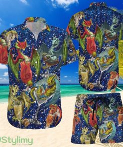 Topeka Style Dragon Hawaiian Shirt And Short - Funny Dragon With Cocktail Galaxy Background Hawaii Shirt - Dragon Gifts Product Photo 1