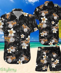 Topeka Style Drums Tropical Flowers Men Hawaiian Shirt And Short For Instrument Lovers Product Photo 1