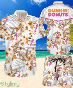 Topeka Style Dunkin' Donuts Tropical Flower Aloha Hawaiian Shirt And Shorts And Short Product Photo 1