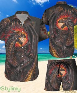 Topeka Style Fire Dragon Shirt - Black Dragon Fire Dragon Hawaiian Shirt And Short - Year Of The Dragon Gifts Product Photo 1