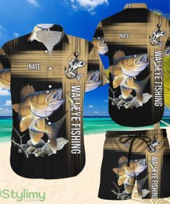 Topeka Style Fishing Hawaiian Shirt And Short - Aloha Hook Walleye Fishing Hawaii Shirts Product Photo 1