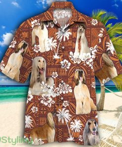 Afghan Hound Dog Red Tribal Pattern Tropical Hawaiian Shirt Product Photo 1