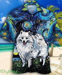 American Eskimo Dog Lovers Night Tropical Hawaiian Shirt Product Photo 1