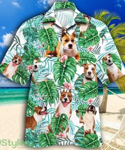 American Staffordshire Terrier Dog Tropical Plant Tropical Hawaiian Shirt Product Photo 1