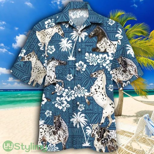 Appaloosa Horse Blue Tribal Pattern Tropical Hawaiian Shirt