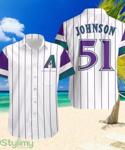 Arizona Diamondbacks Randy Johnson 51 Mlb White Purple Style Hawaiian Shirt Product Photo 1