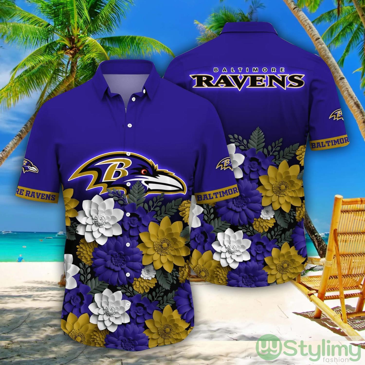 Baltimore Ravens NFL Flower Pattern Hawaiian Shirt For Fans 2 Baltimore Ravens NFL Flower Pattern Hawaiian Shirt For Fans Product Photo 1